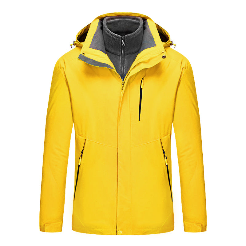 7color Three in One Waterproof Jacket the Outer Layer and Inner Liner Detached Combined or Worn Separately the Hat Can Removed