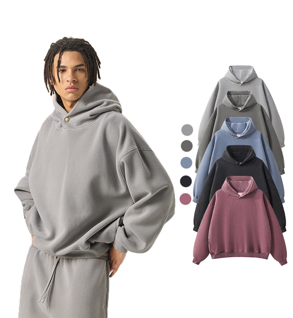 Loose Heavyweight Washed Vintage Casual Broken Blank Mens Hoodies And Weatshirts