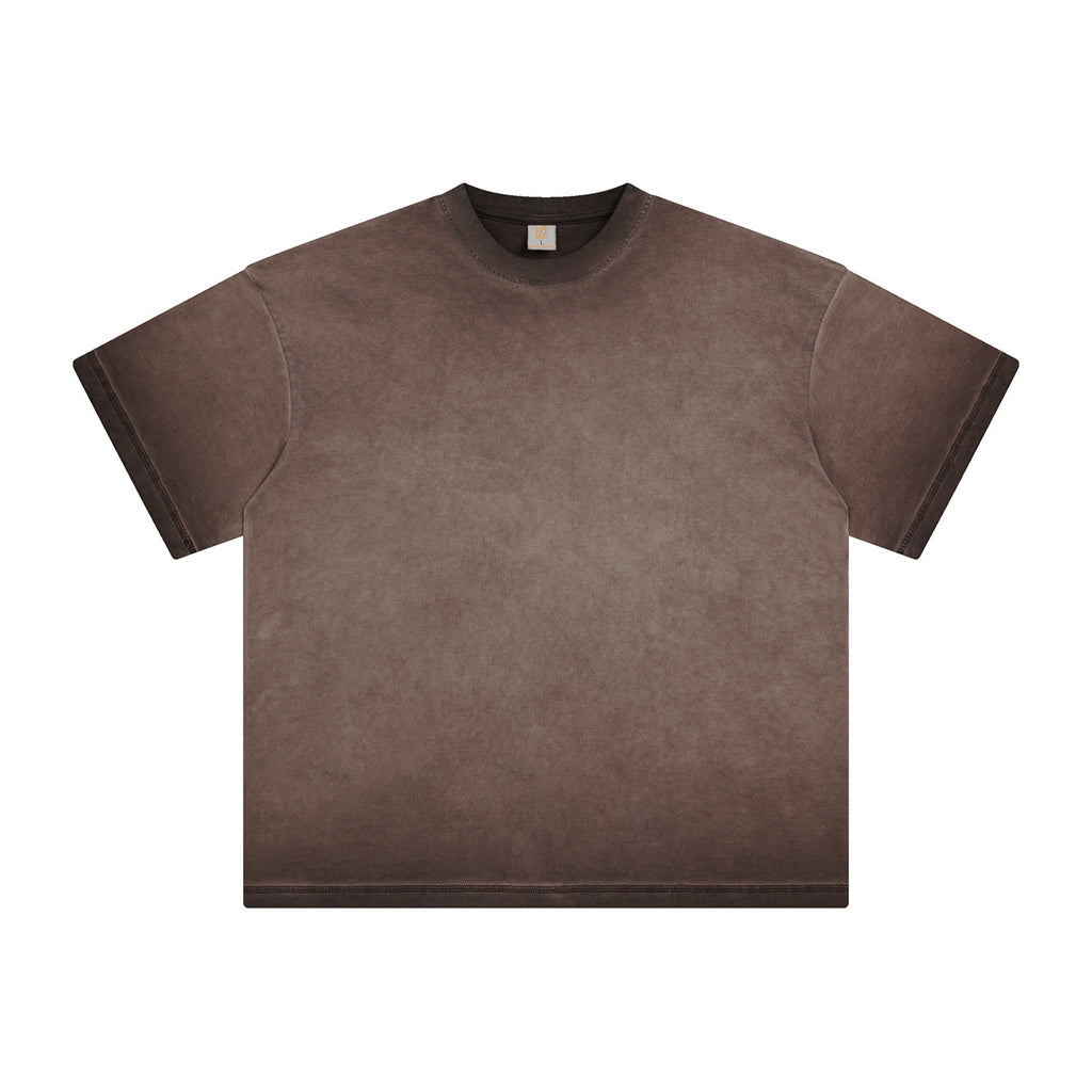 Custom Summer Short Sleeve t Shirt High Quality Round Neck Loose Acid Wash Drop Shoulder Heavy Cotton Casual Streetwear T-shirts