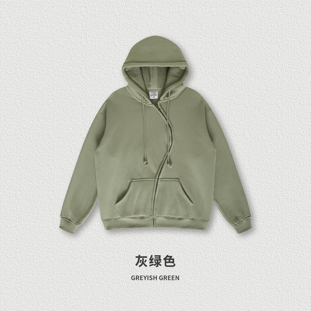 Heavyweight Custom S-shaped Zipper Fleece Loose Boxy Oversized Streetwear Drop Shoulder Fashion Sweaters and Hoodies