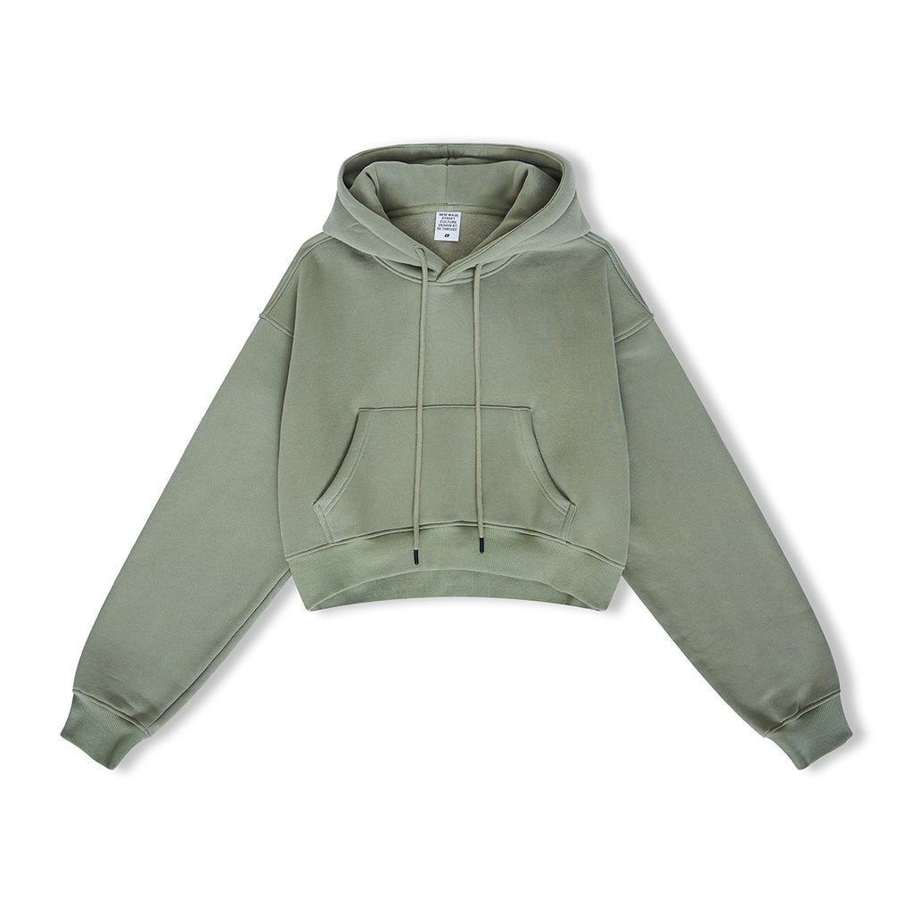 Wholesale Hoodies 12 Color Fleece Hooded Women's Short Sleeve Crop Top in Solid Color High Quality Plain Hoodies for Printing