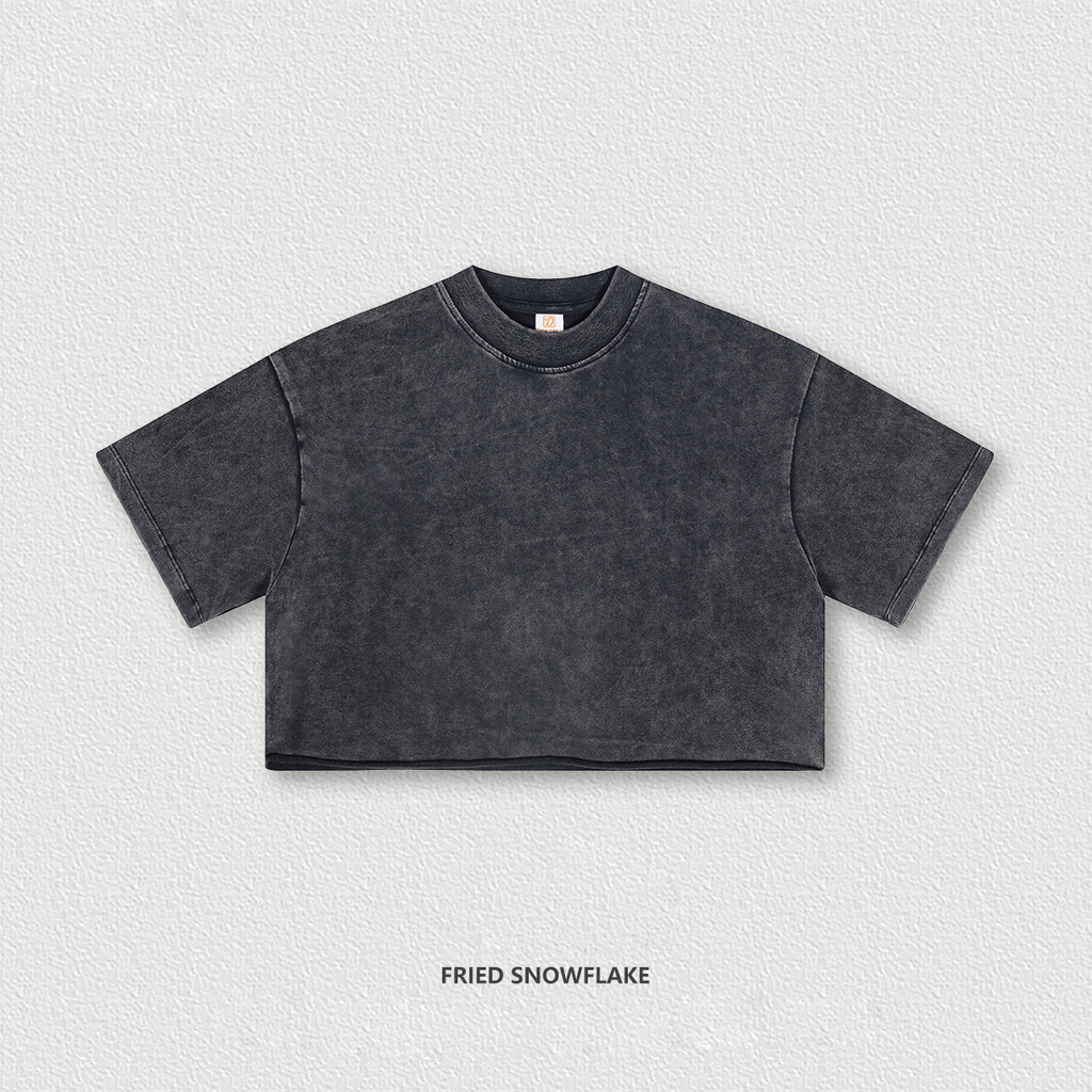 Crop Top Short Cotton Streetwear Wholesale High Quality Screen Print Round Neck Heavyweight Custom Print Printer Blank Tshirt