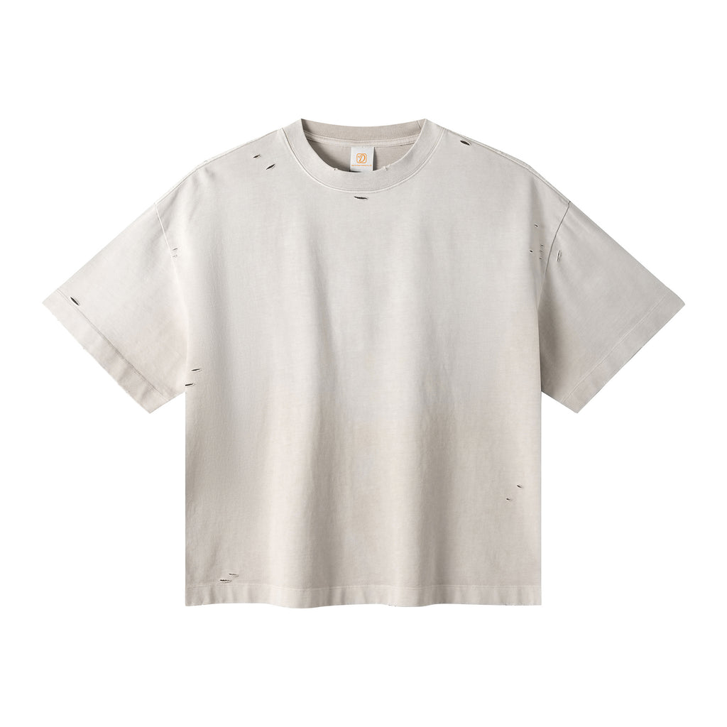 Heavyweight Tshirts Men's Custom logo Puff Printing Design High Quality Casual Vintage Washed O-neck Streetwear Cotton T-shirt