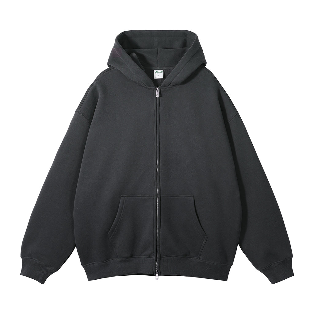 Custom Wireless Oversized Drop Shoulder Fleece Zip up High Quality Screen Printed Men's Hoodies & Sweatshirts
