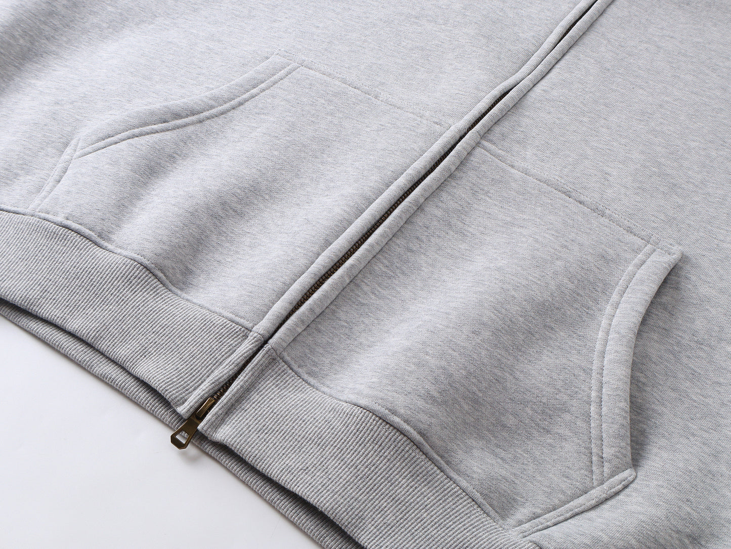 Boxy Loose Double-headed Zipper Fleece Custom Puff Print Short Unisex High Quality Drop Shoulder Heavyweight Streetwear Hoodie