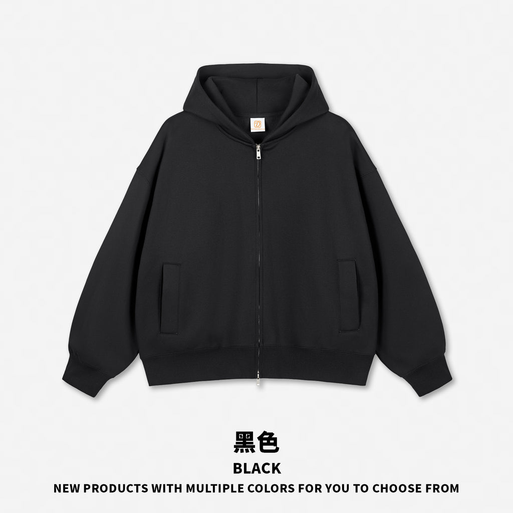 Sublimation Blank Heavyweight Drop Shoulder fleece Full Zipper High Quality Hoodie