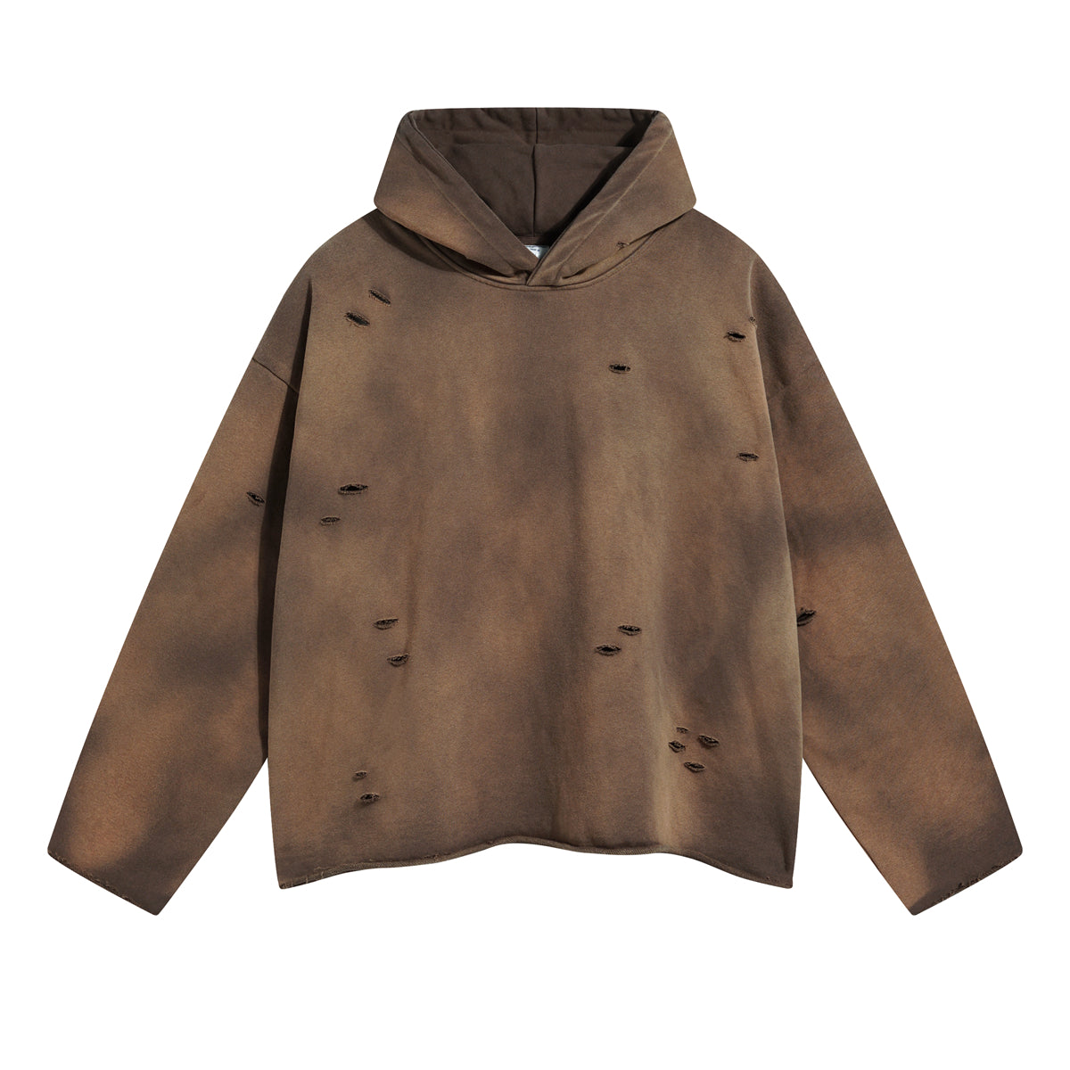 Fashion Plain Hoodie Irregularly Torn Frayed Edges Distressed Washed Hemmed Cut Down Sleeveless Hoodie From a Trendy Brand