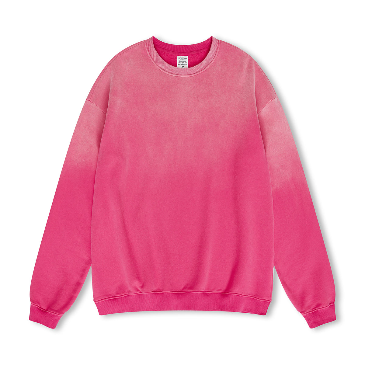 Customized 8-color Oversized All Cotton Looped Pile Brushed Fleece Retro Washed Gradient Round Neck Hoodie American Style