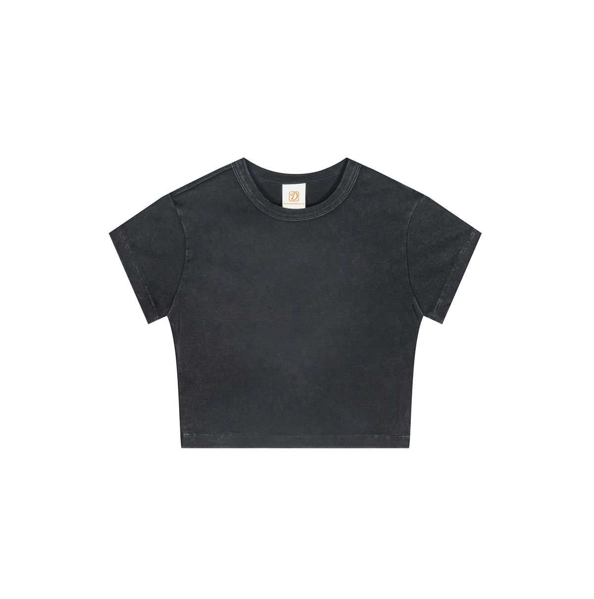 Summer Version Customized 100 CottonShort Sleeve Shirt with Exposed Shoulders and Bare Midriff Featuring a Water Wash Finish
