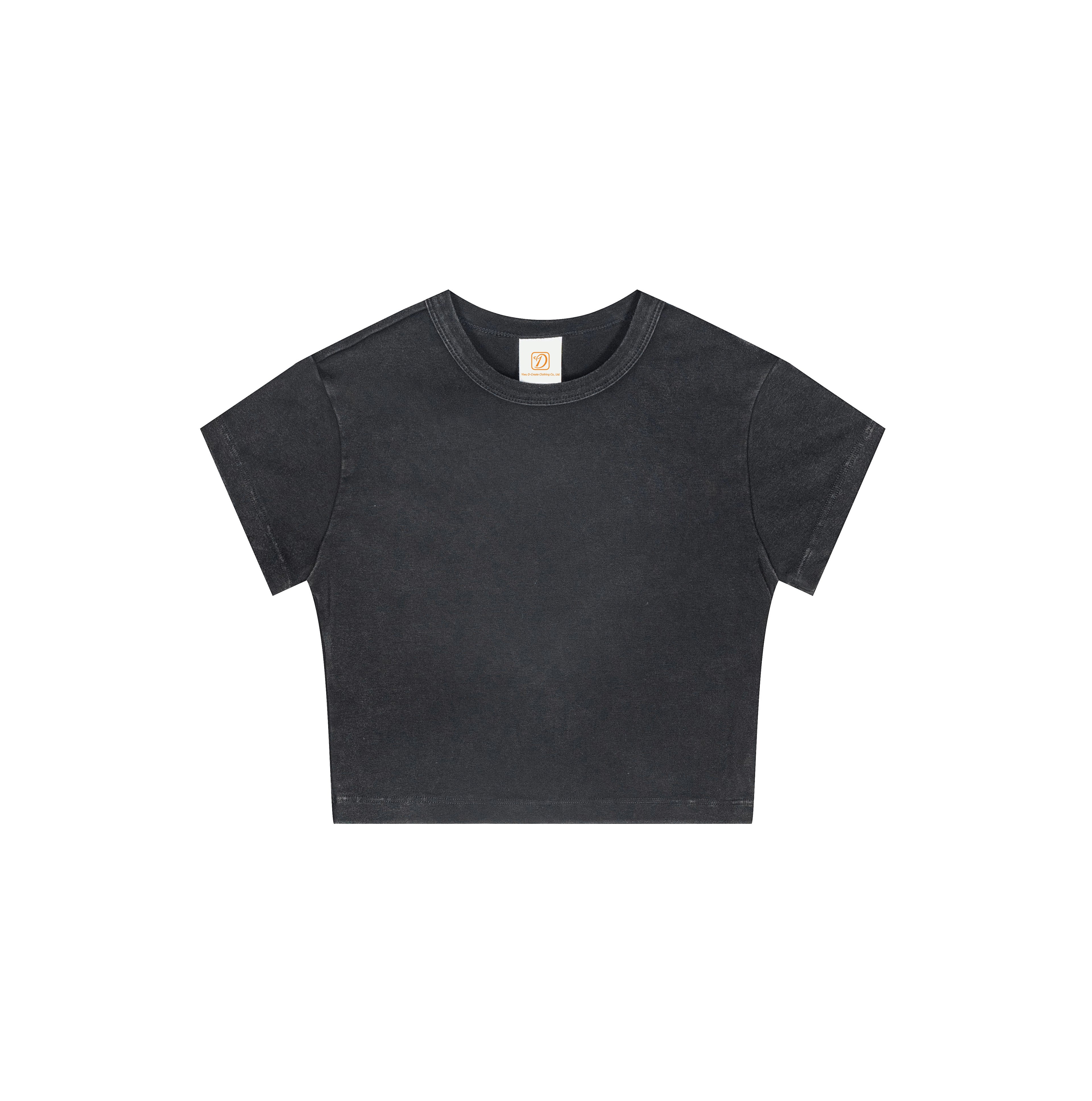 Custom Logo Garment Washed Cropped Top 100% Cotton Crew Neck Puff Printing Streetwear Wholesale Heat Transfers for T-shirts