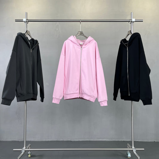 Men's Hoodie Custom Drop Shoulder Fleece Blank Full Zip Hoodie High Quality Wholesale Casual New Design Polyester/Cotton Hoodies