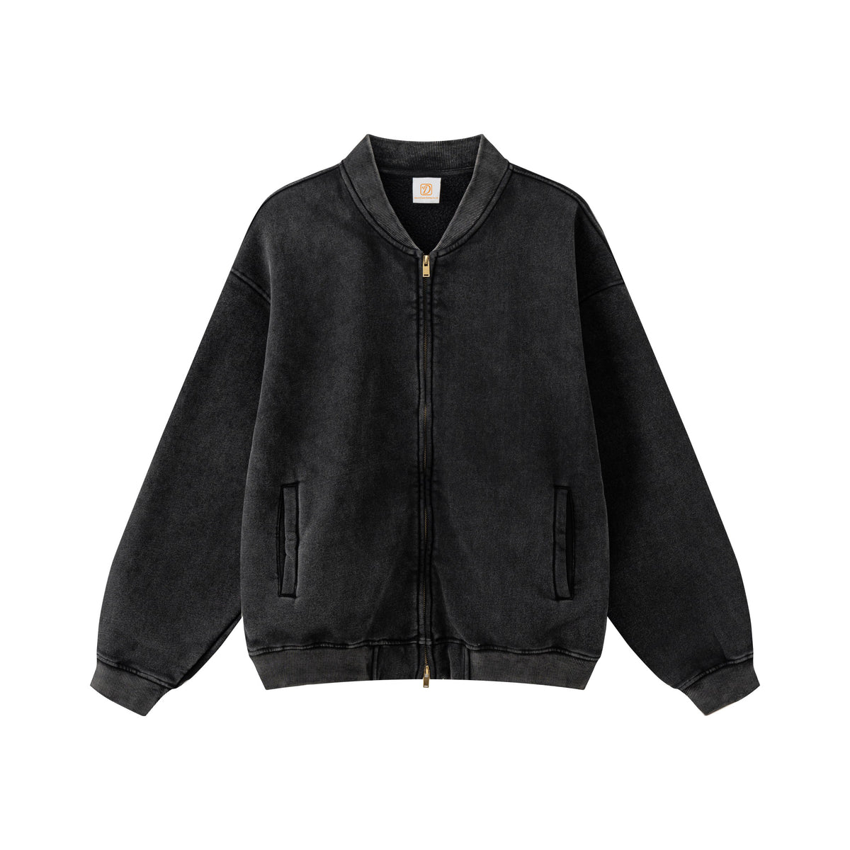 Men's Hoodie Heavyweight 340 Grams Custom Oversized Retro Water Washed Fleece Pullover with Zipper Stand up Collar Winter