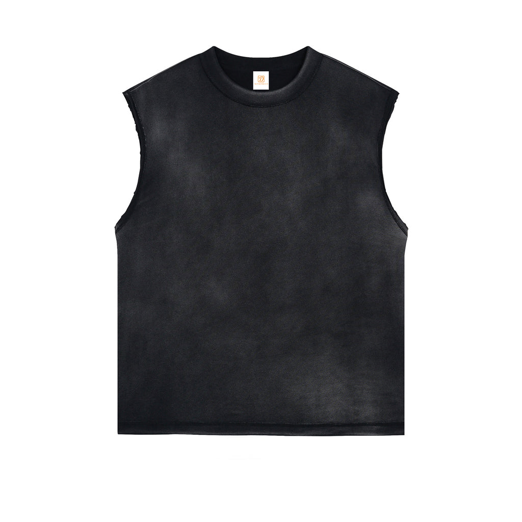 Heavy Cotton Custom Waxing Printing Wireless High Quality Blanks Vintage Distressed Embroidery Tshirt for Men