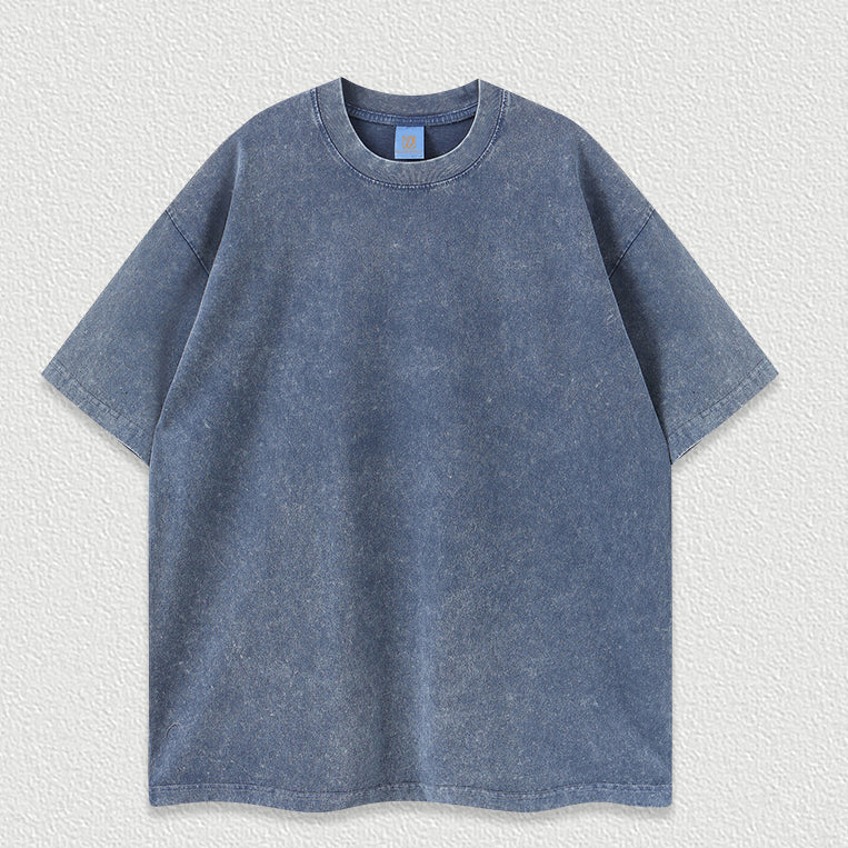 Customized Tshirt Wax Dyeing with Snowflak Pattern for Distressed and Washed Short Sleeved Shirt the Sleeves Are Relatively Long