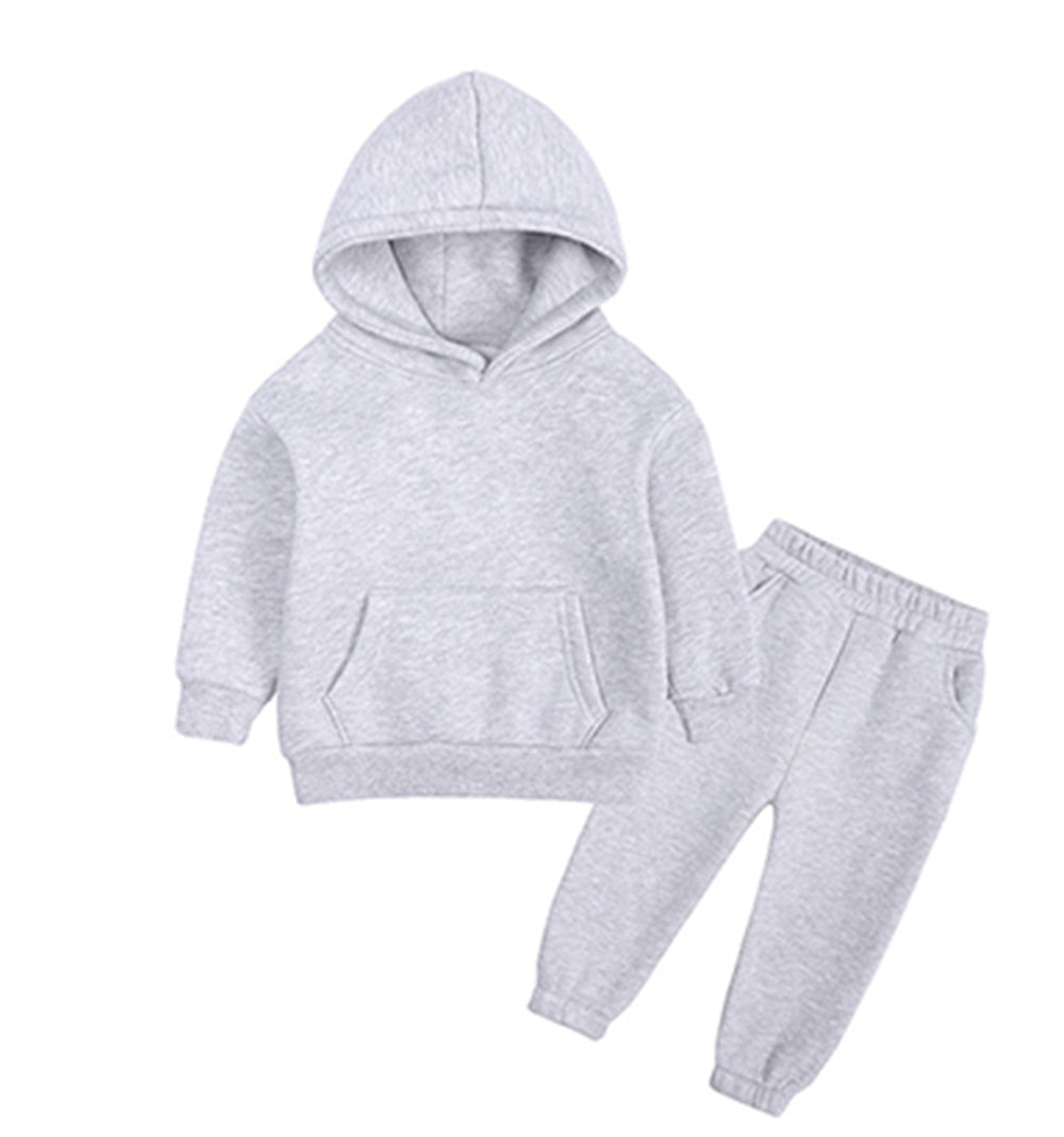 8 Color Fleece Children's Clothing Small Medium and Large Sizes Boys and Girls Hooded Fleece Sports Outfit with Vest Set Suit