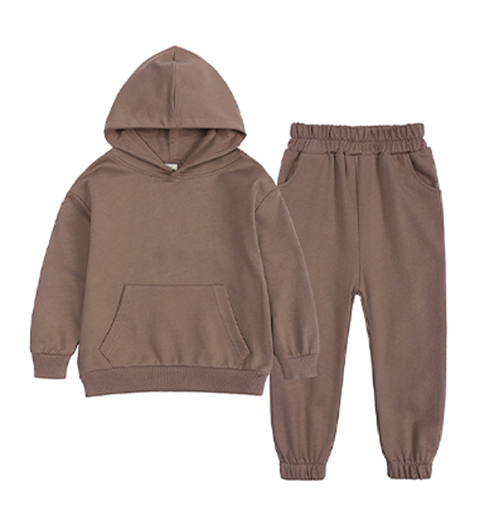 Wholesale Customized 7 Color Children's Clothing Small Medium and Large Size Boys and Girls Hooded Sports Outfit Sweatshirt Sets