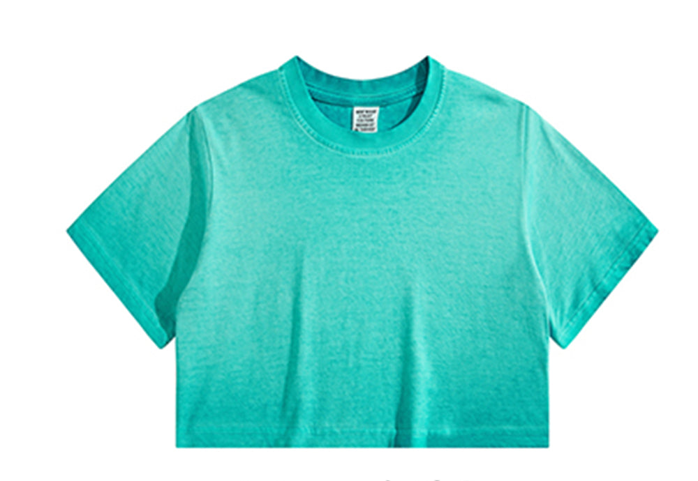 T-shirt From a Trendy Brand 9 Color Ombre Washed Short Sleeve T Shirt Western Style INS Sexy Girl's Top Tshirt 100 Cotton Blanc