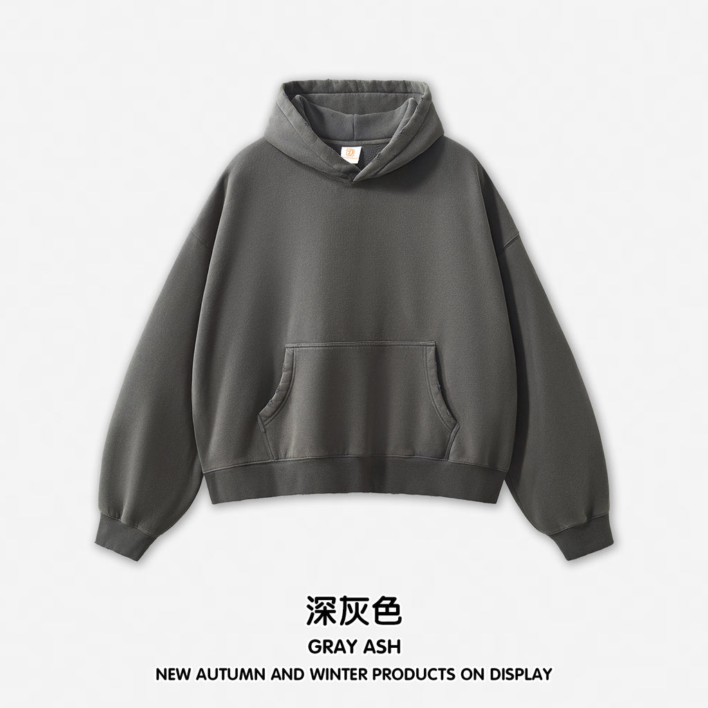 Boxy Fleece Heavyweight Blank Custom Puff Printing Oversized Wireless High Quality Streetwear Men's Hoodies Bulk Wholesale