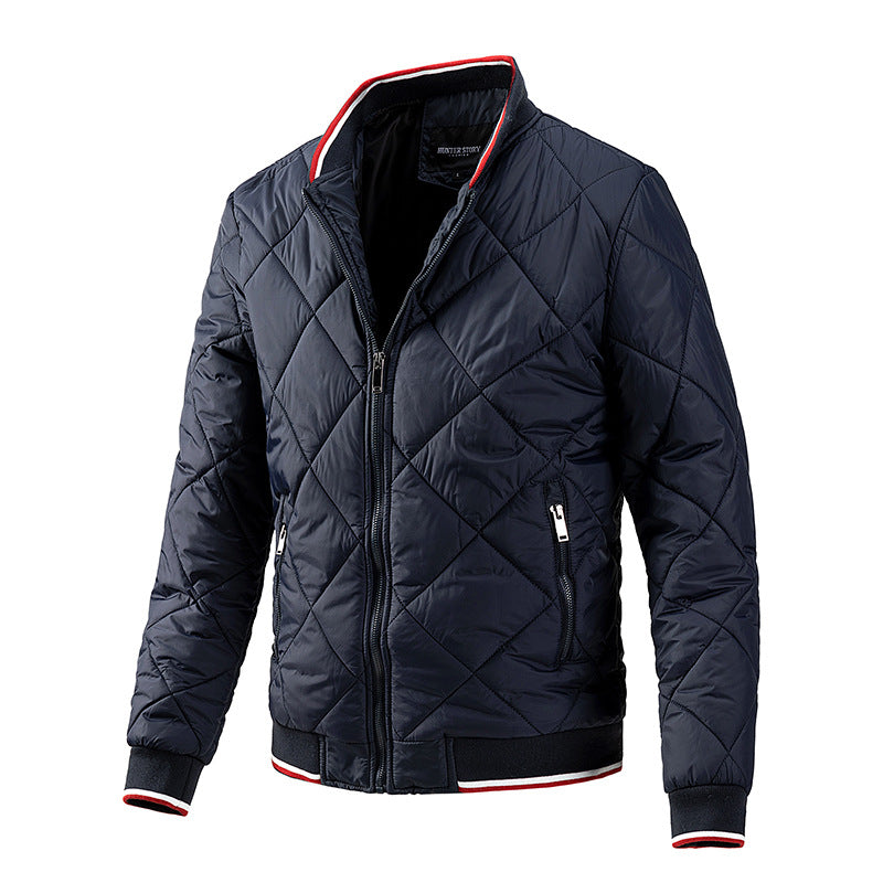Customized LOGO Four Color diamond Shaped Grid Quilted Plain Oversized Jacket for Men in Large Size Personalized Design