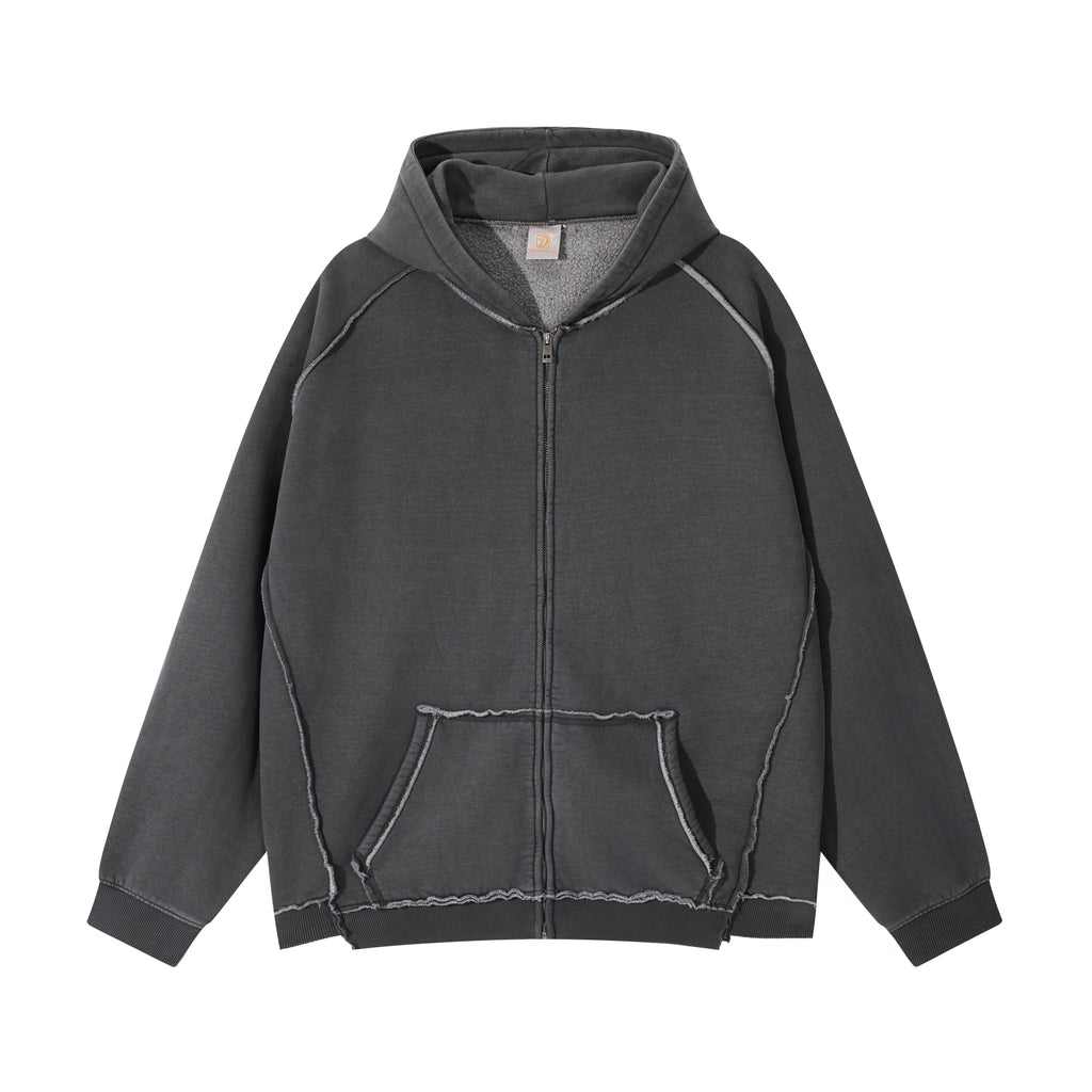 Heavyweight Cutom Hoodies logo Streetwear Washed Oversized Fleece Drop Shoulder Puff Print Fashion Men's Hoodies & Sweatshirts
