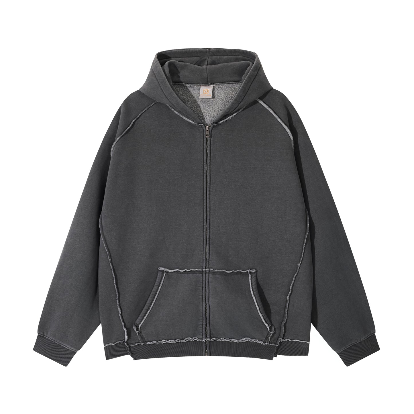 Heavyweight Cutom Hoodies logo Streetwear Washed Oversized Fleece Drop Shoulder Puff Print Fashion Men's Hoodies & Sweatshirts