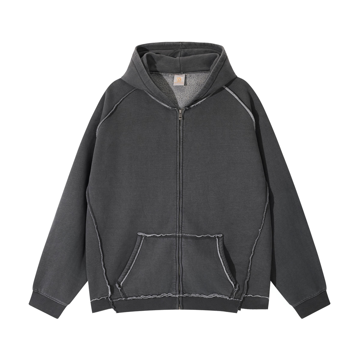 Customized Heavyweight Water Washed Fringed Fleece Pullover Hoodie Can Design Patterns for You for Free Fall and Winter Style