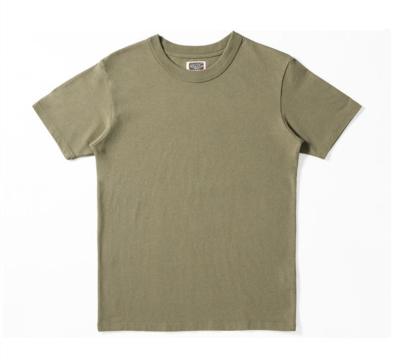 Customized Heavyweight T Shirt Short Sleeve 100% Cotton Solid Color Round Neck American Retro Men's and Women's Base Layer Shirt