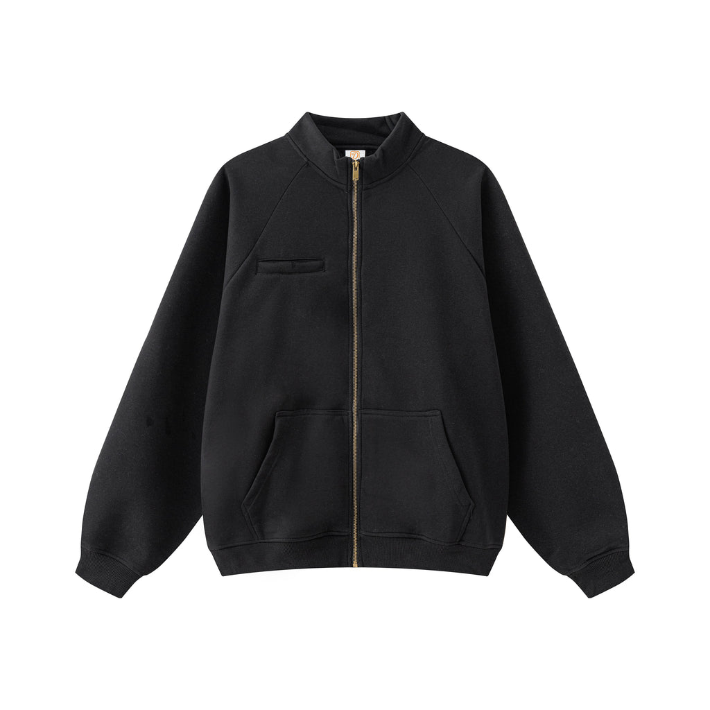 420G Heavyweight Fleece Stand Collar High Quality Blank Custom Zip up Drop Shoulder High Quality Custom Screen Printed Hoodie