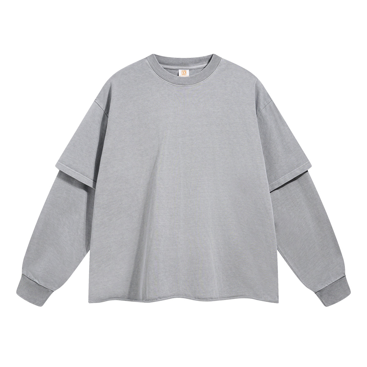 Heavyweight 100% Cotton T-shirt Custom Drop Shoulder High Quality Round Neck Streetwear Vintage Patchwork Long Sleeve T-shirt