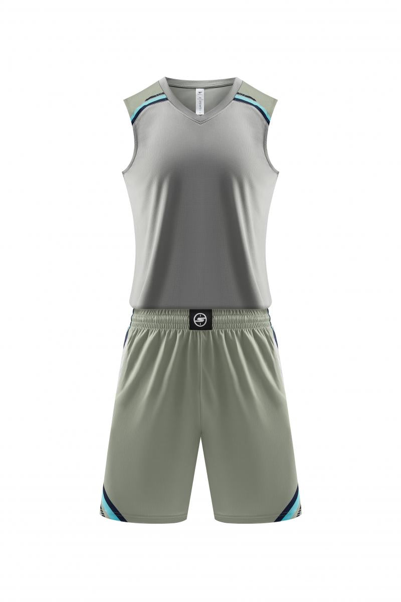 6 Color Men's polyester Round Neck Basketball Uniform Set with Small Raised Pattern Fabric Fashion Suit Outdoor Sports Summer