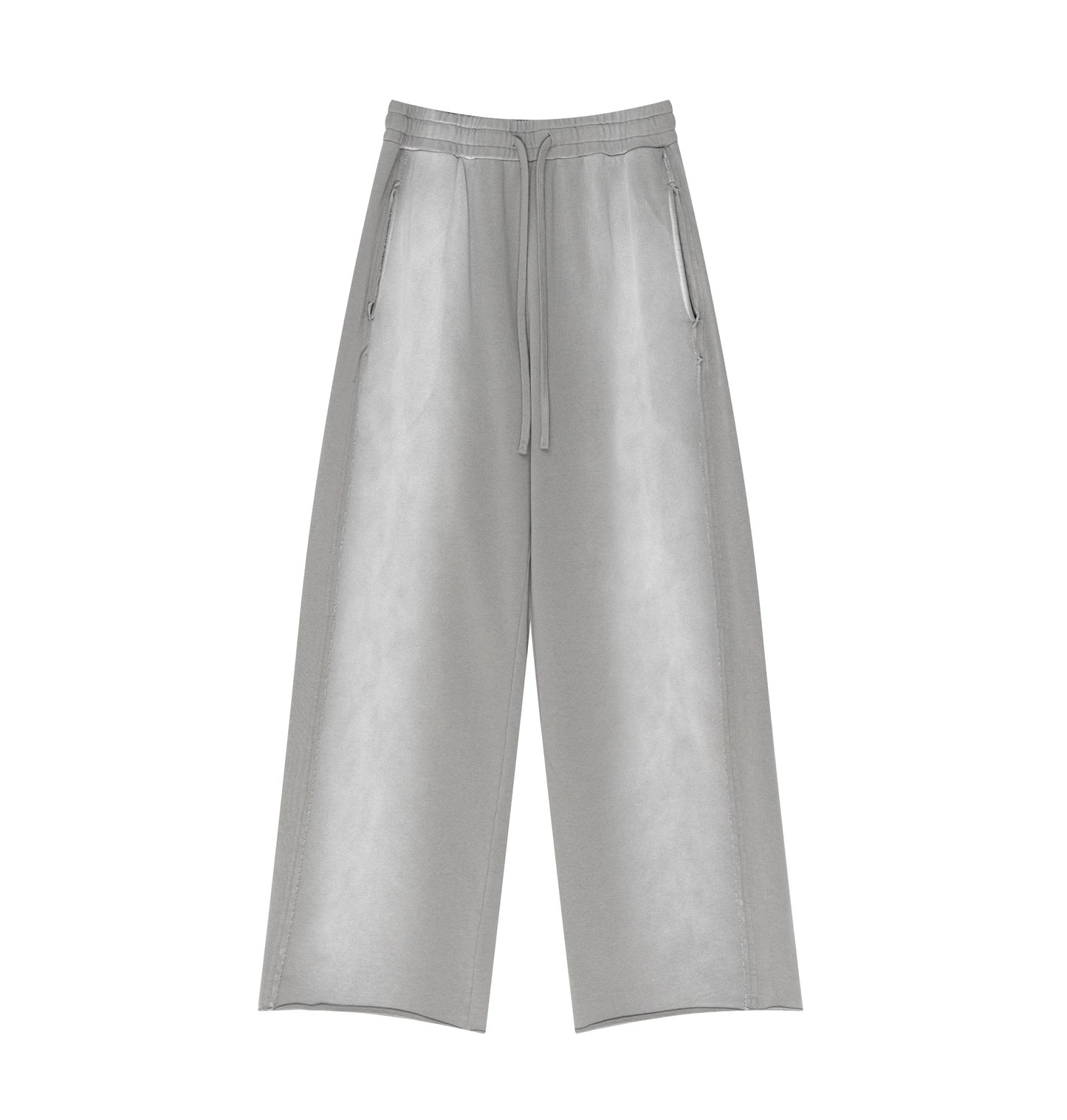 Custom 100% Cotton Sweatpants Curved Knife Pants with Loose Edges and Spattered Horsehair Loose and Long Pants with Distressed