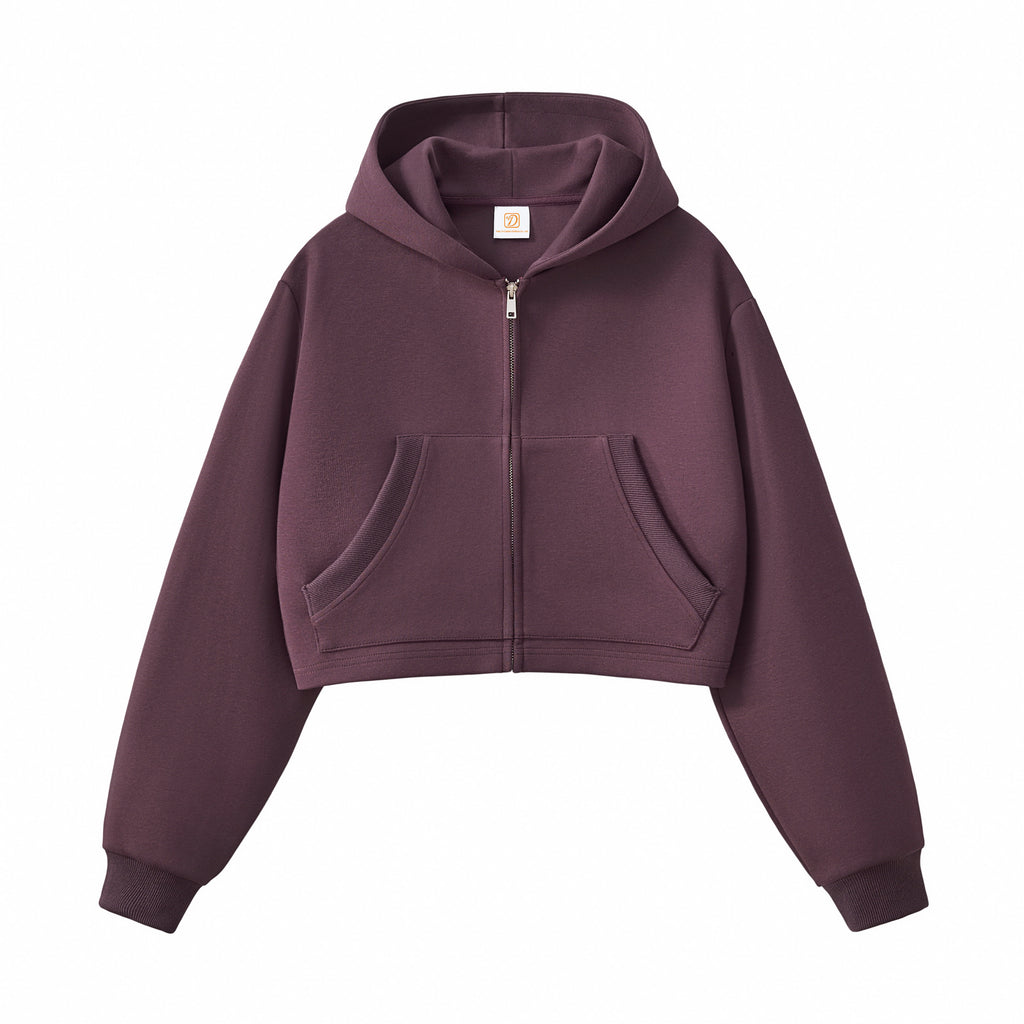 Short Style Sport Hoodies Sublimation Streetwear High Quality Screen Printed Crop Top Drop Shoulder Women's Hoodies Sweatshirts