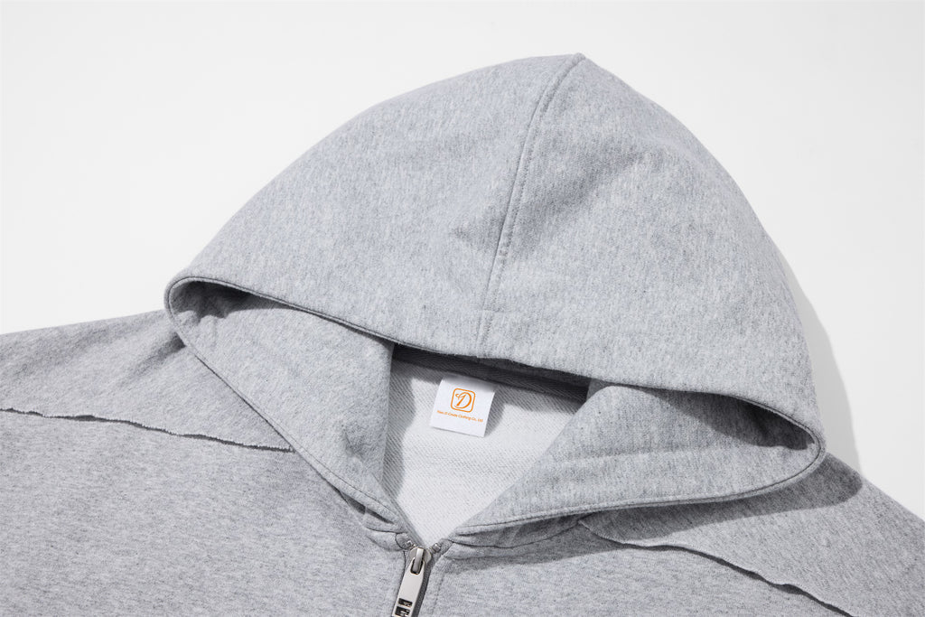 Custom Zip Hoodies Heavyweight Blank Terry Streetwear Drop Shoulder Pure Color High Quality Wholesale Hoodies