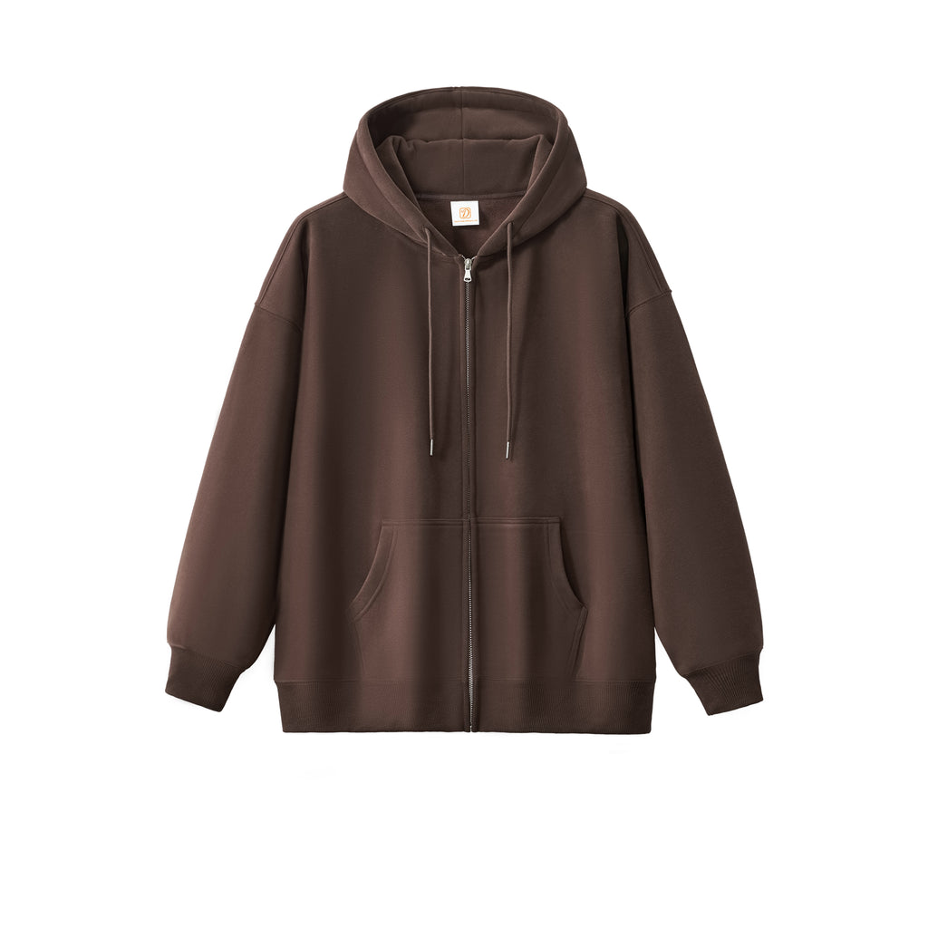 Wholesale High Quality Custom Zip up Fleece High Quality Loose Drop Shoulder Puff Printing Unisex Oversized Blank Hoodie