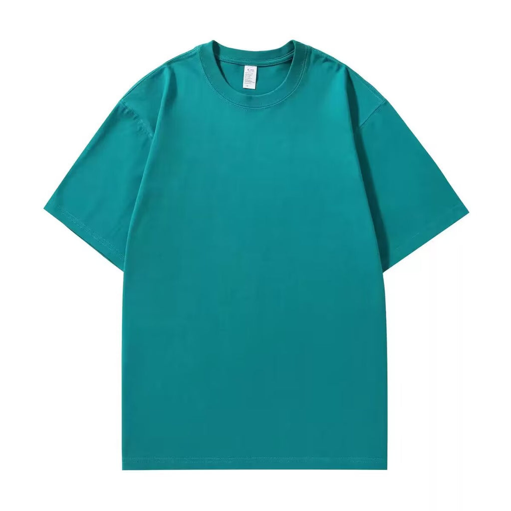 100% Cotton Drop Shoulder Tshirt Custom High Quality Blank Pure Color Streetwear Heavyweight O-neck Plain Men's T-shirts