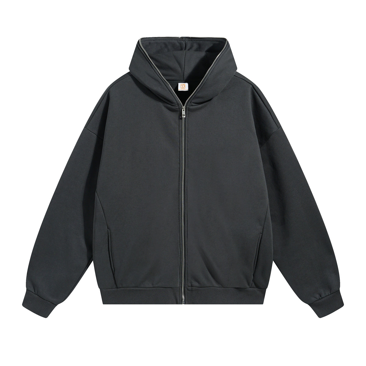Customized 430gsm a Thick Fabric Pullover with a Dropped Shoulder and a Full Zipper Is Available in Sample Form.Zipper Hoodie