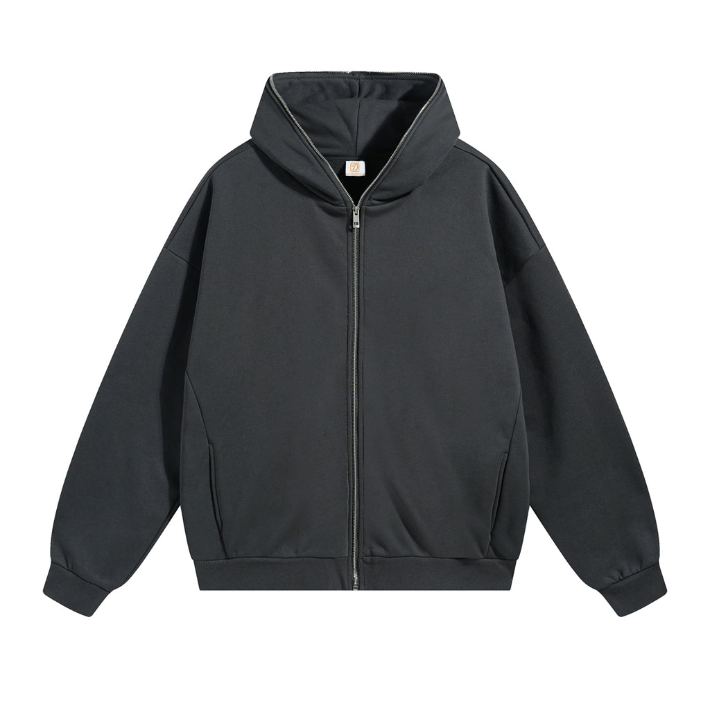 Custom Full Face Zip Fleece Hoodie Unisex High Quality Embroidered Heavyweight Polyester/Cotton Streetwear Hoodies for Men