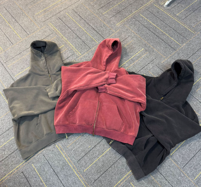 Wholesale Custom New Casual Long Sleeve Vintage Washed Loose Hooded Sweatshirs