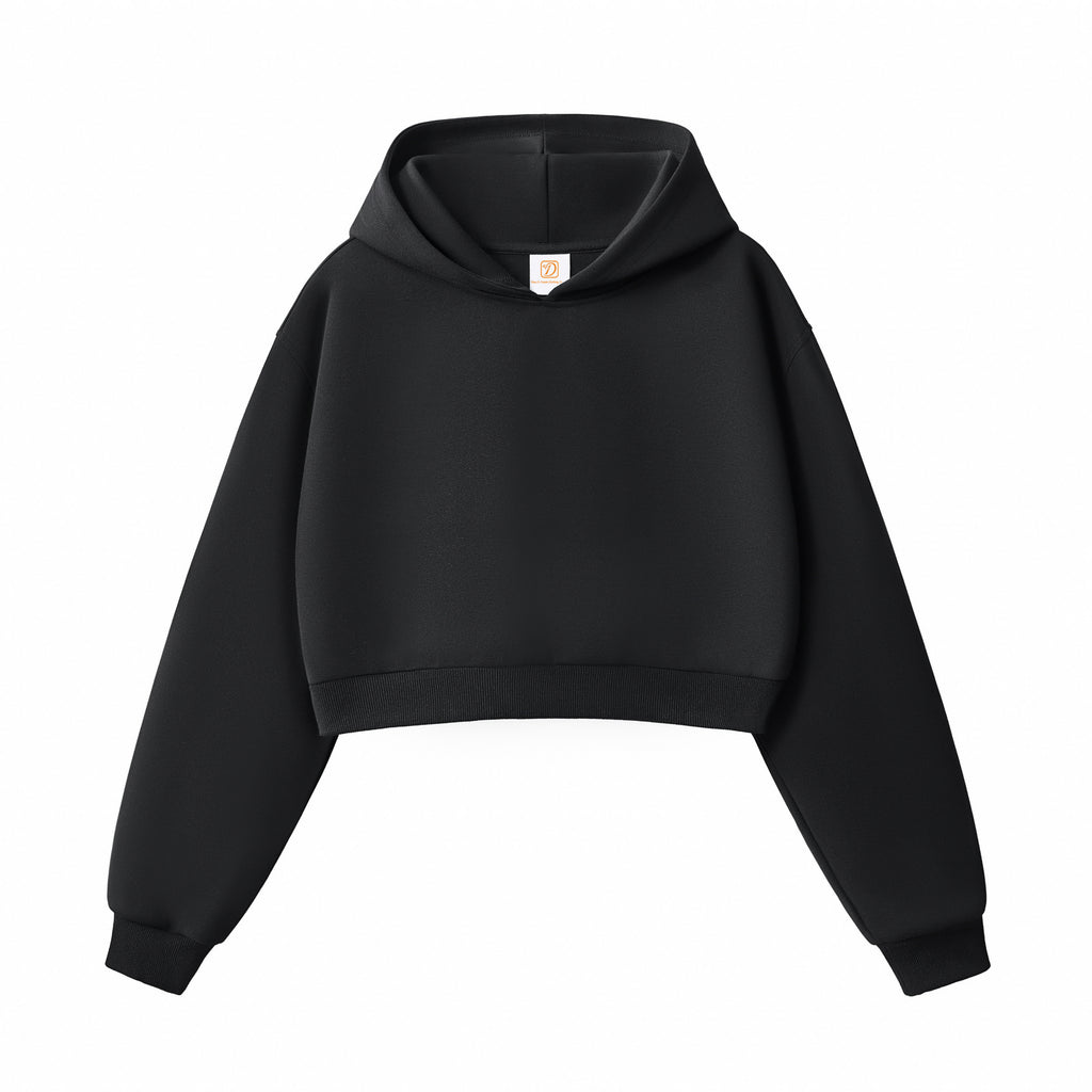 Women's Hoodies Crop Top Short Style Fashion Streetwear High Quality Sport Custom Puff Printing Distressed Embroidery Hoodie