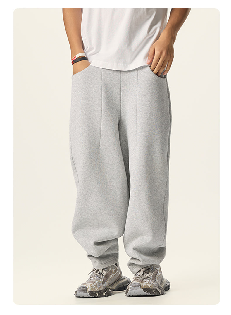 Customized Oversized Fleece Men's Sweatpants 350g Heavyweight Sweatpants Stretched Haren Wide Leg Soft Filled Casual Sweatpants