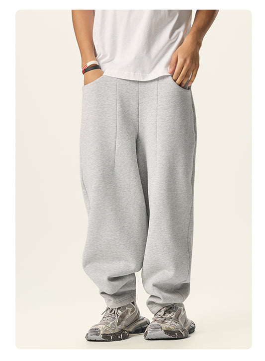 Customized Oversized Fleece Men's Sweatpants 350g Heavyweight Sweatpants Stretched Haren Wide Leg Soft Filled Casual Sweatpants