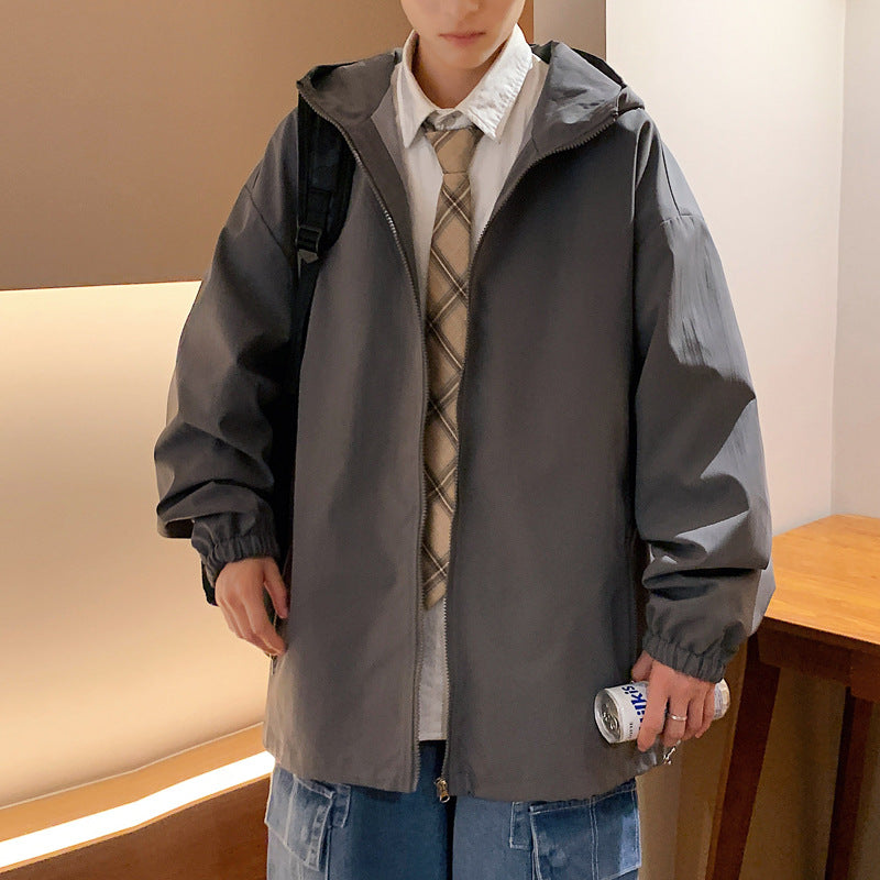 Oem 6 Color Loose Hooded Jacket Korean Version Trendy Youth Casual Sports Cardigan Simple Outerwear Fall and Winter Style