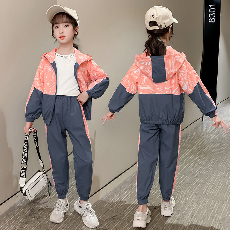 Custom Blanks Streetwear High Quality Distressed Embroidery 100% Polyester Screen Printed Children's Casual Sportwear Set