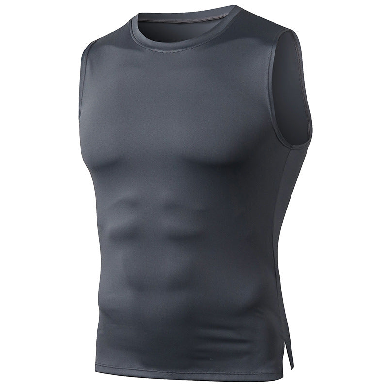 Men's Fitness tank Top Tight Fitting Training Round Neck Pullover High-elasticity Quick Drying Sports Running Sports Jacket