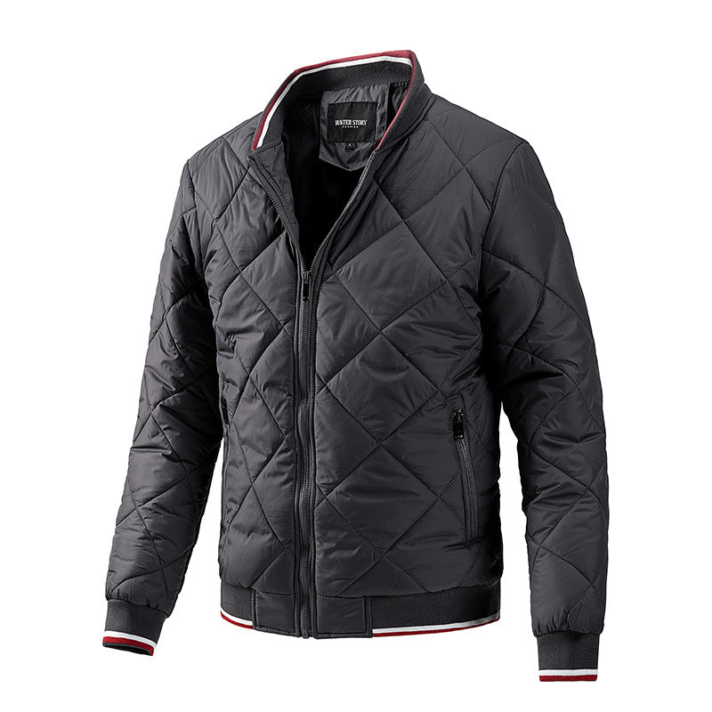 Customized LOGO Four Color diamond Shaped Grid Quilted Plain Oversized Jacket for Men in Large Size Personalized Design
