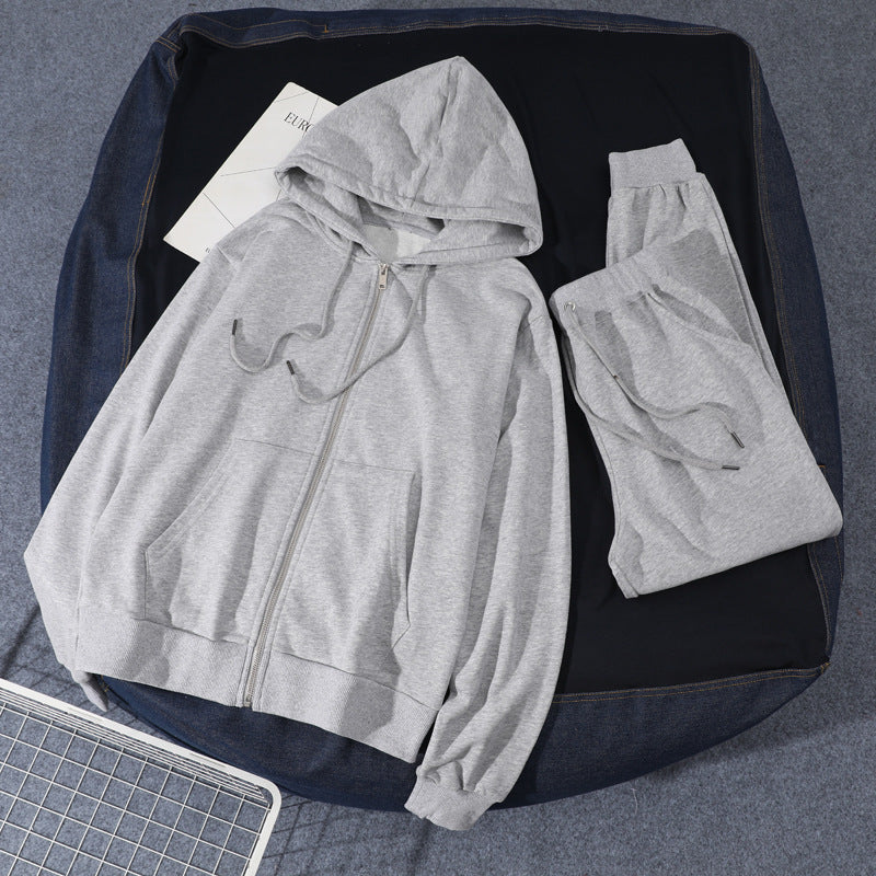 Customized 4 Color Hooded Zipper Long Sleeved Pullover Women's Ankle Length Pants Two Piece Set with Good Fabric Quality Suit
