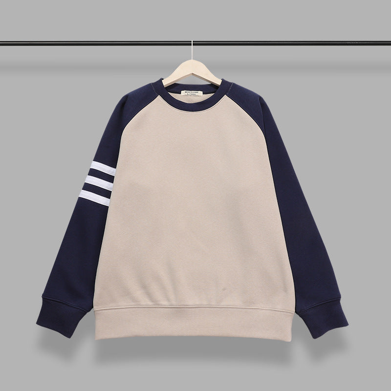 Custom Round Neck Hoodies Loose Heavyweight Thick Patchwork Color-blocked Base Screen Printed Streetwear Wholesale Hoodies