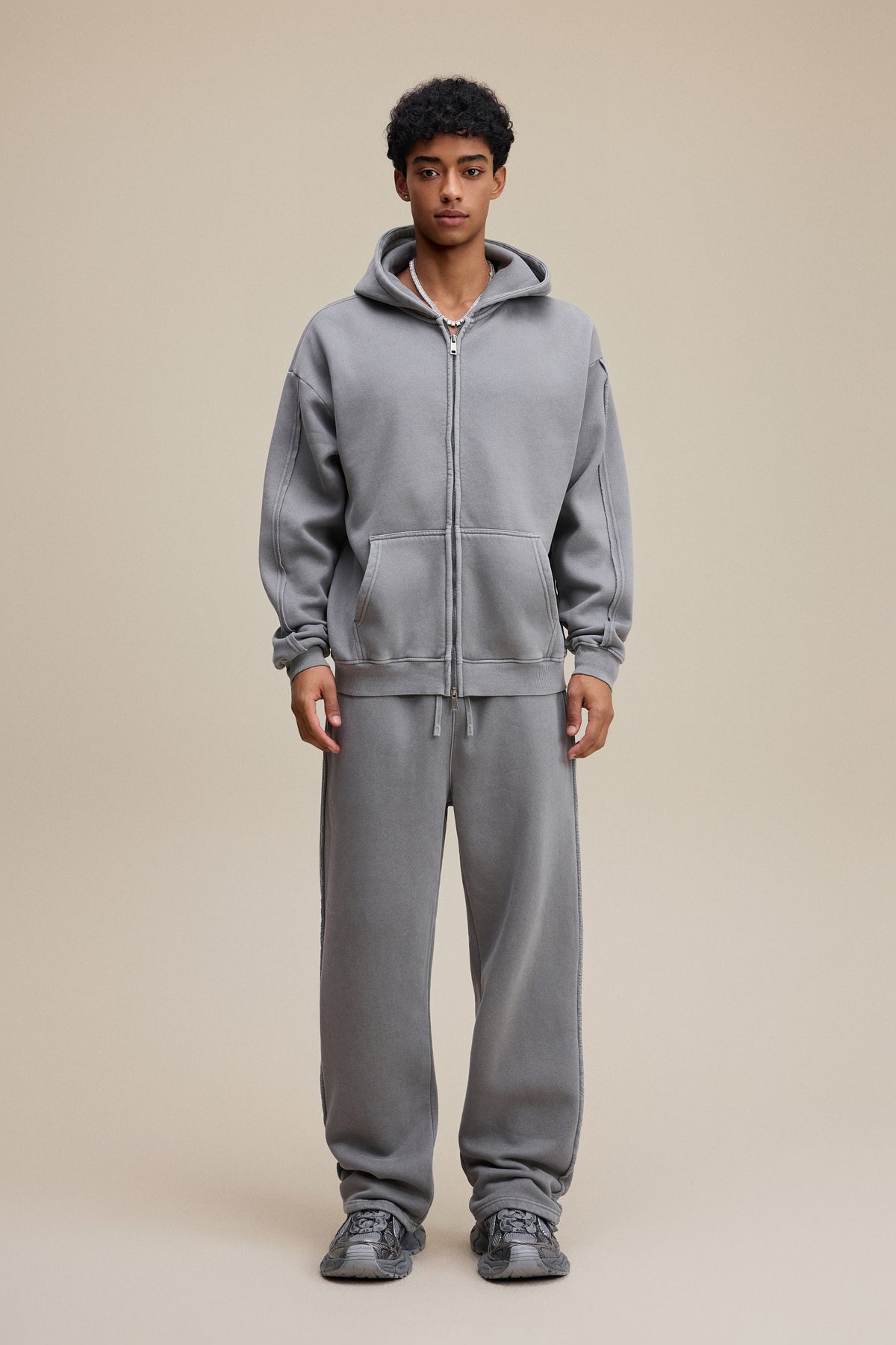 400gsm Double Headed Zipper Fleece Hooded Sweatshirt Washed and Faded High Quality Manufacturer Heavyweight Oversized Hoodie