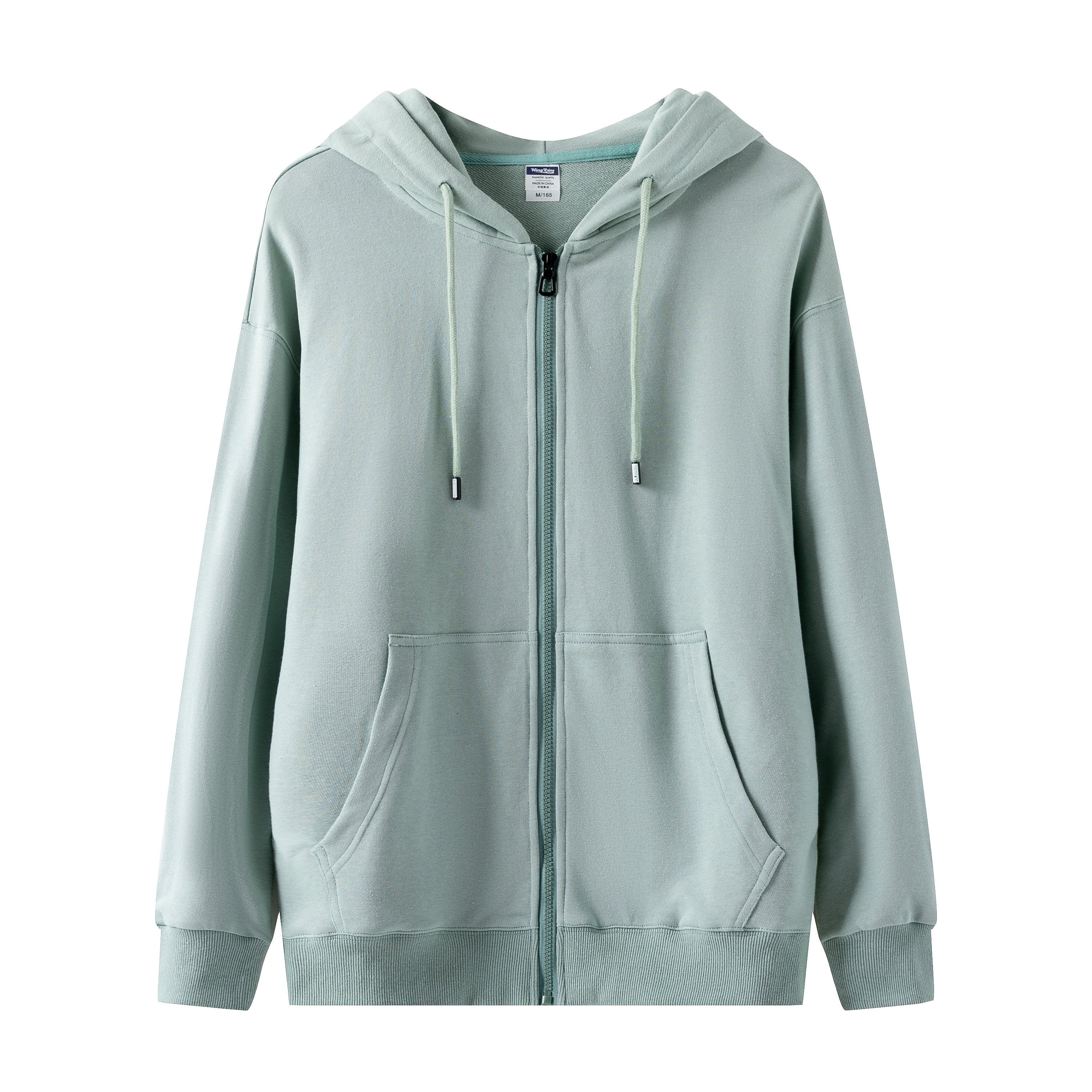 Custom Hoodies logo Plus Size Blank Full Zip French Terry High Quality Pure Color Blank Puff Printing Streetwear Hoodies Men