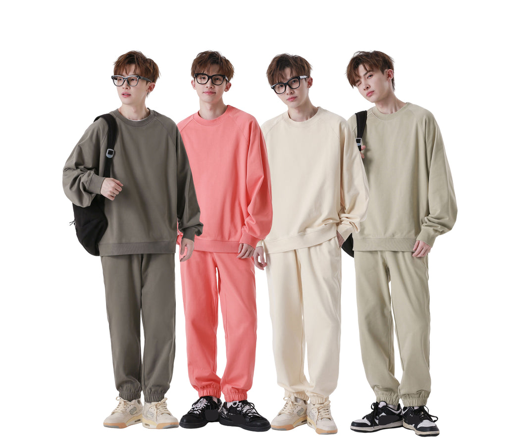 100% Cotton O-neck Pullover Terry Hoodies Wholesale High Quality Raglan Sleeve Blank Custom Embroidered Fashion Soft Sweatshirts